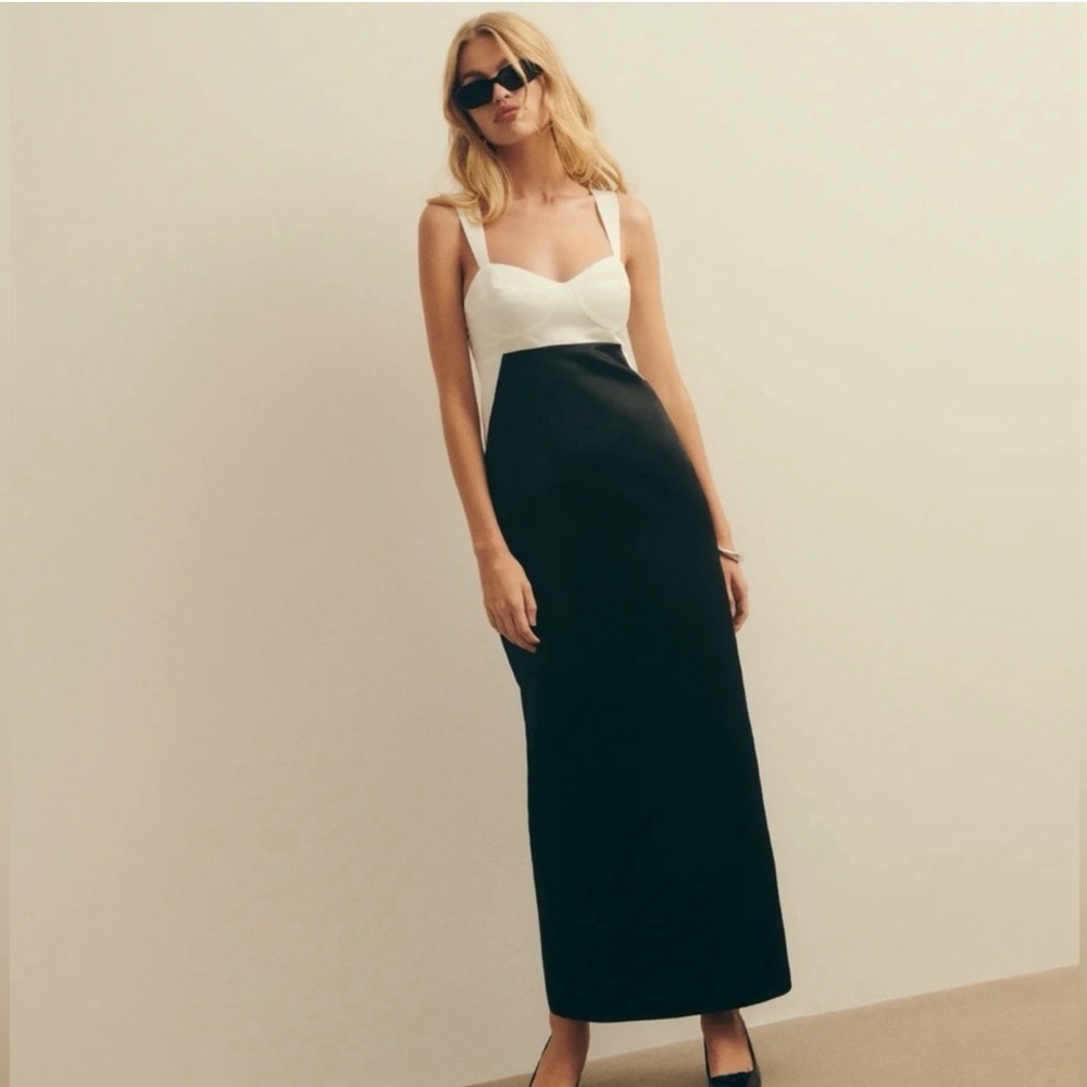 [New] Reformation Willy maxi dress black and white